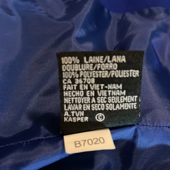 VINTAGE KASPER and CO Size 10 Longline Blazer 1-Button WOOL Vivid BlueV-neck - Picture 10 of 11